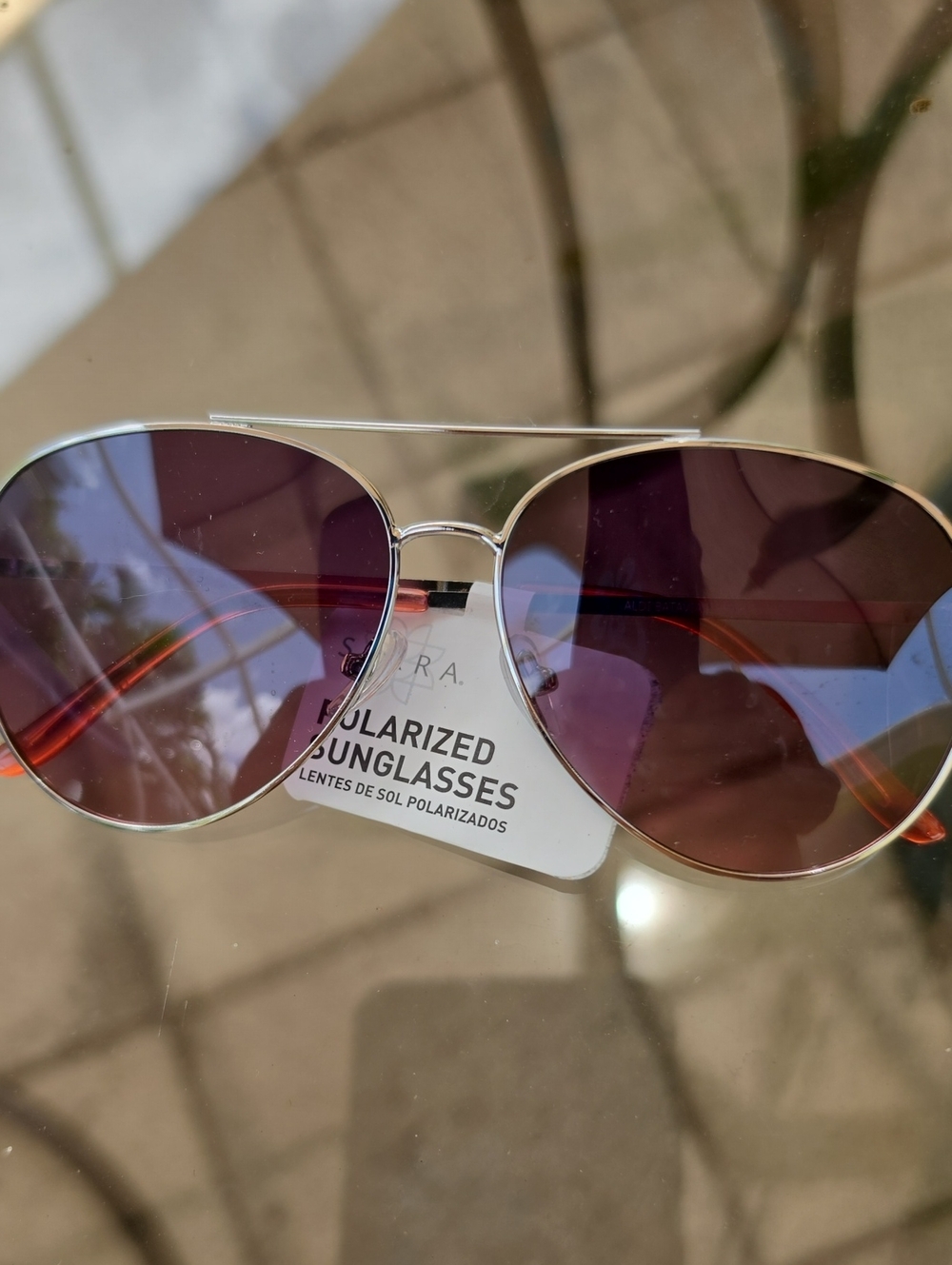 Aviator Polarized Silver Frame Sunglasses with Purple Lenses